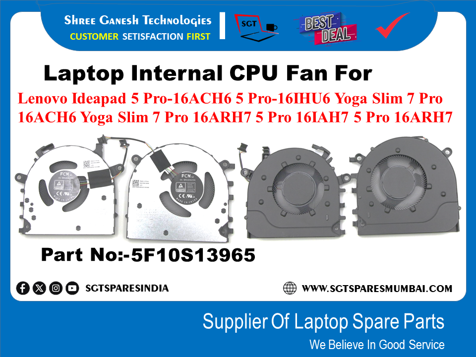 लैपटॉप इंटरनल CPU+GPU फैन Lenovo Ideapad 5 Pro-16ACH6 5 Pro-16IHU6 योगा स्लिम 7 Pro 16ACH6 योगा स्लिम 7 Pro 16ARH7 5 Pro 16IAH7 5 Pro 16ARH7 पार्ट नंबर:-5F10S13965