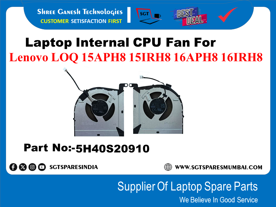 लैपटॉप आंतरिक CPU+GPU फैन Lenovo LOQ 15APH8 15IRH8 16APH8 16IRH8 पार्ट नंबर:-5H40S20910 के लिए