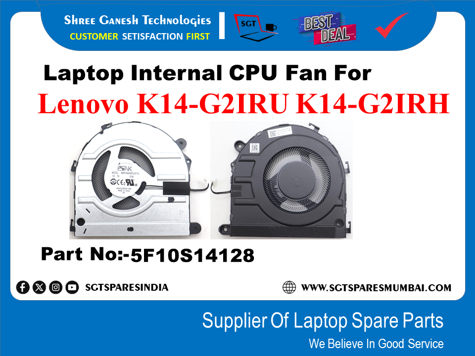 Laptop Internal CPU Fan For Lenovo K14-G2IRU K14-G2IRH, K14-GEN2 Part No:-5F10S14128