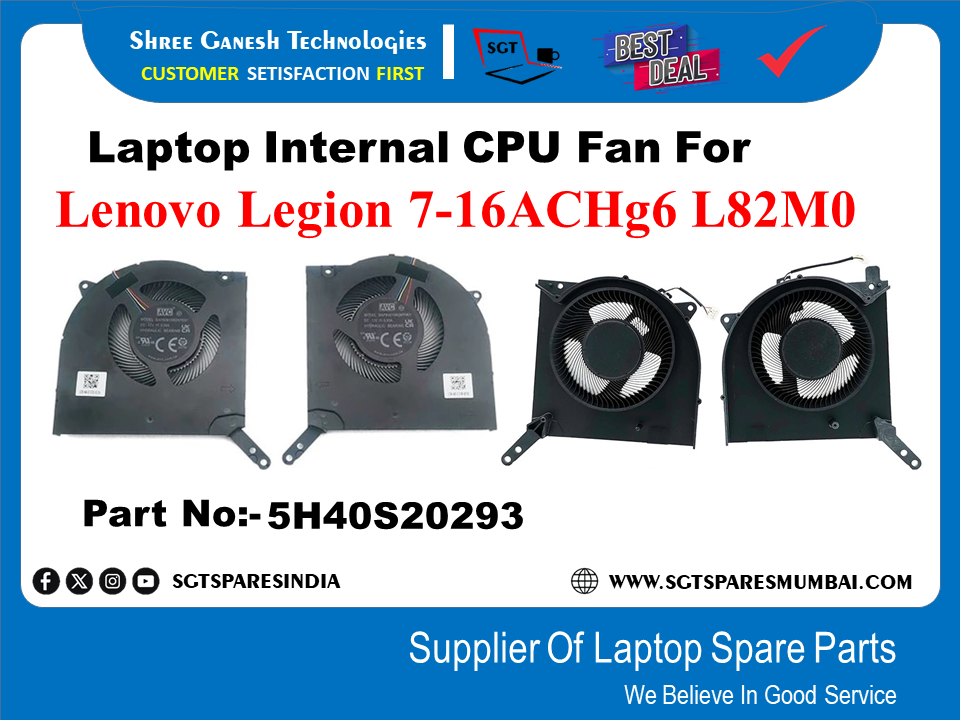 लैपटॉप आंतरिक CPU+GPU फैन Lenovo Legion 7-16ACHg6 L82M0 के लिए पार्ट नंबर:-5H40S20293