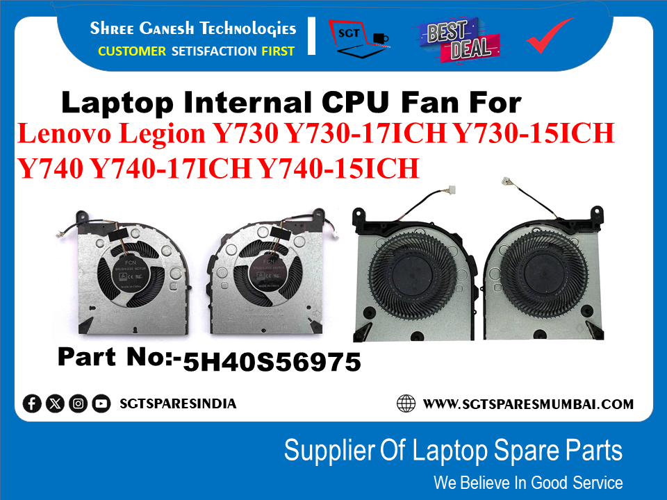 लैपटॉप आंतरिक CPU+GPU फैन Lenovo Legion Y730 Y730-171CH Y730-15ICH Y740 Y740-171CH Y740-15ICH पार्ट नंबर:-5H40S56975 के लिए