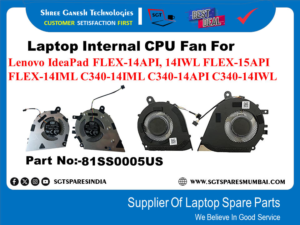 Laptop Internal CPU+GPU Fan For Lenovo IdeaPad FLEX-14API, 14IWL FLEX-15API FLEX-14IML C340-14IML C340-14APT C340-14IWL Part No:-81SS0005US