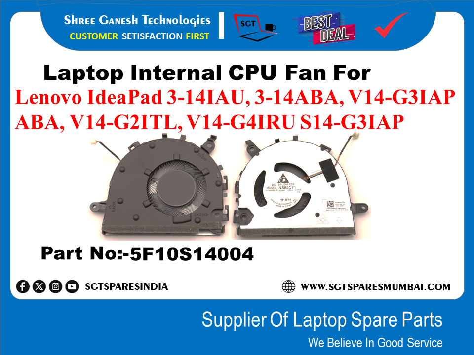 लैपटॉप इंटरनल CPU फैन Lenovo IdeaPad 3-14IAU, 3-14ABA, V14-GIAP ABA, V14-G21TL, V14-G4IRU S14-GIAP पार्ट नंबर:-5F1014004 के लिए