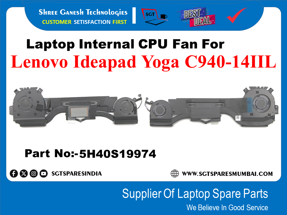 लैपटॉप आंतरिक CPU+GPU फैन Lenovo Ideapad Yoga C940-14IIL के लिए पार्ट नंबर:-5H40S19974