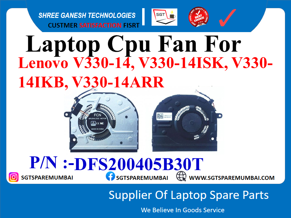 Laptop Cpu Fan For Lenovo V330-14, V330-14ISK, V330- 14iKB, V330-14ARR P/N :-DFS200405B30T