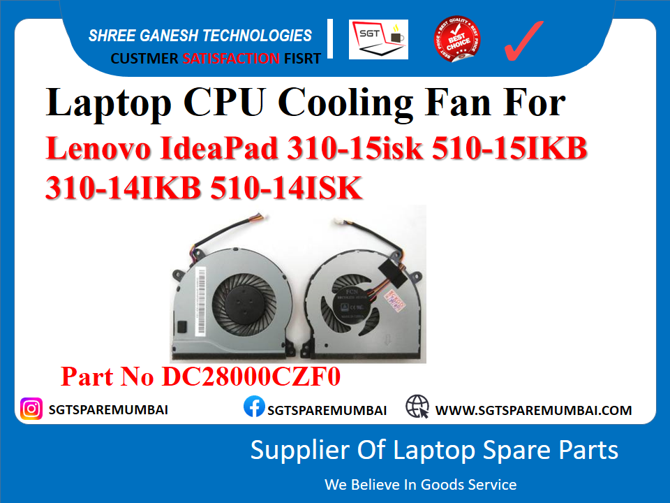 लैपटॉप CPU कूलिंग फैन Lenovo IdeaPad 310-15isk 510-151KB 310-141KB 510-14ISK पार्ट नंबर DC28000CZF0 के लिए