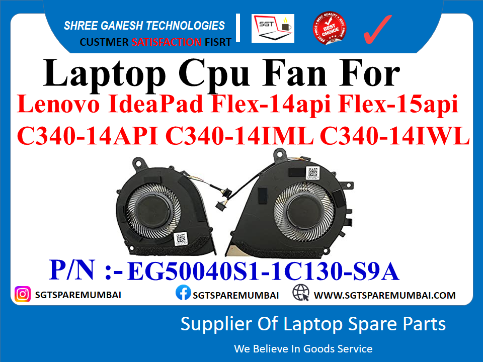 लैपटॉप सीपीयू फैन लेनोवो आइडियापैड फ्लेक्स-14api फ्लेक्स-15api C340-14API C340-14IMIL C340-14IWL P/N:- EG50040S1-1C130-S9A