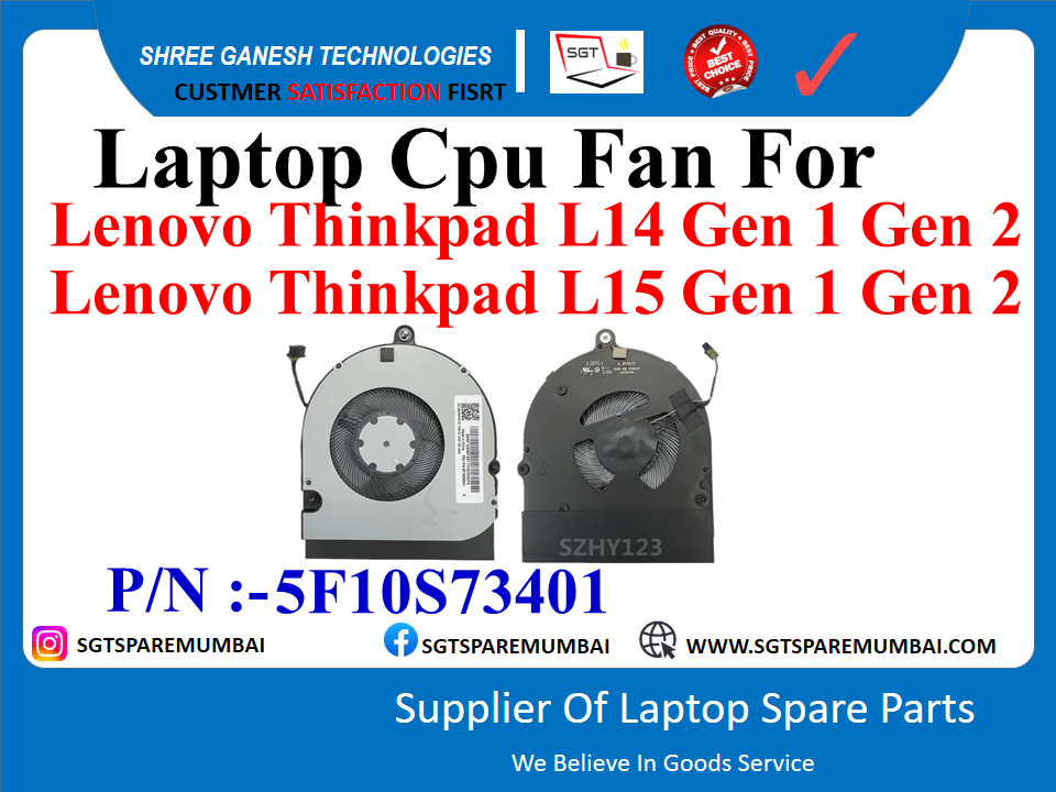 Laptop Cpu Fan For Lenovo Thinkpad L14 Gen1, Gen2 , L14-G1, L14-G2, Lenovo Thinkpad L15 Gen1, Gen2 , L15-G1, L15-G2P/N :-5F10S73401