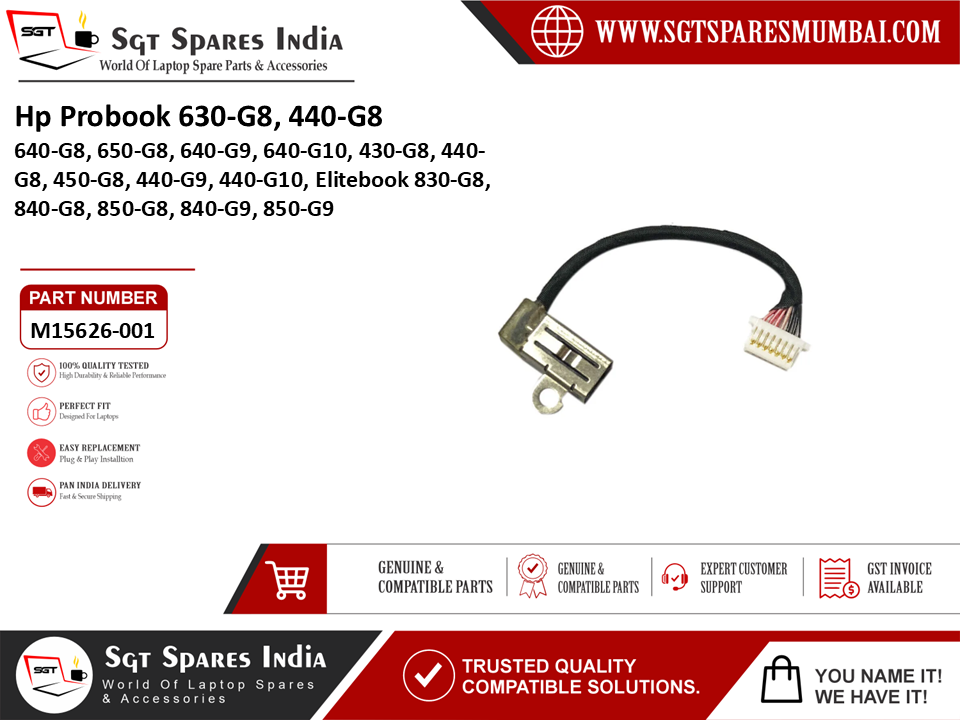 Hp Probook 630-G8, 440-G8 640-G8, 650-G8, 640-G9, 640-G10, 430-G8, 440-G8, 450-G8, 440-G9, 440-G10, Elitebook 830-G8, 840-G8, 850-G8, 840-G9, 850-G9 Laptop DC Power Jack Charging Port Replacement