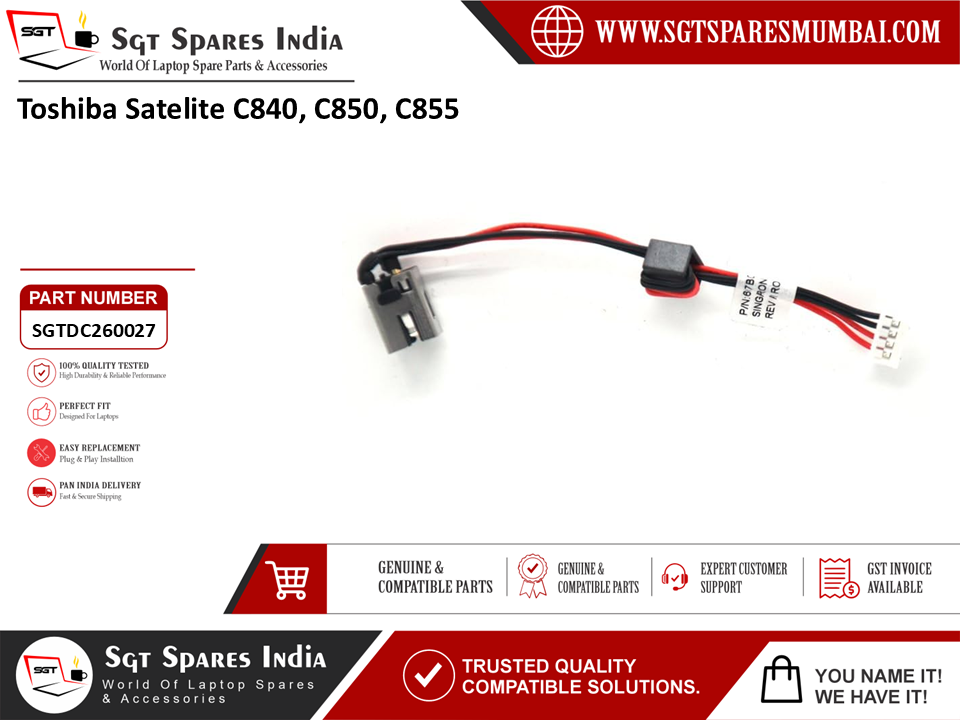Toshiba Satelite C840 C850, C855 Laptop DC Power Jack Charging Port Replacement