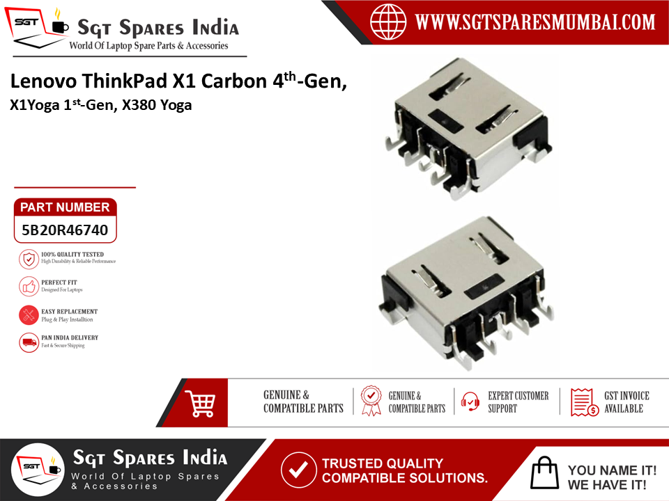 Lenovo ThinkPad X1 Carbon 4th-Gen, X1Yoga 1st-Gen, X380 Yoga Laptop DC Power Jack Charging Port Replacement