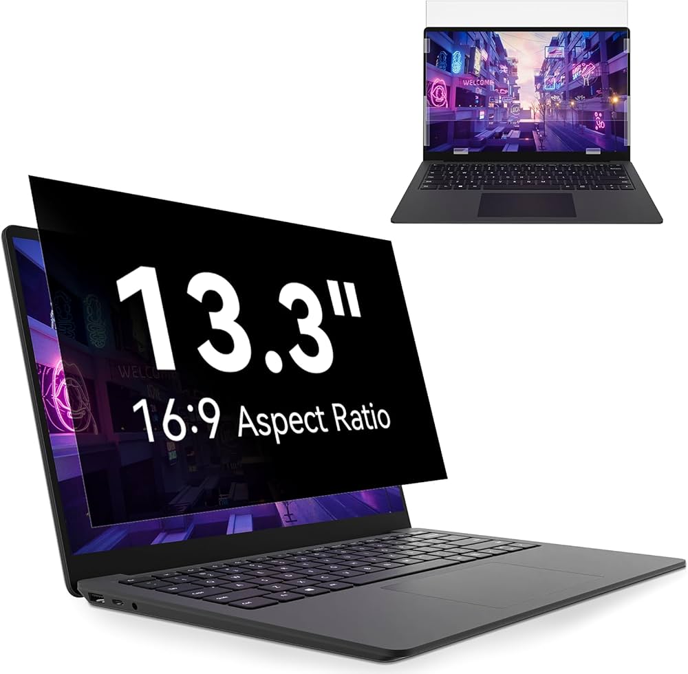 13.3 Inch Laptop Privacy Screen, Anti Glare Blue Light Privacy Filter, Removable Shield 13in Screen Protector 16:9 Aspect Ratio, Compatible with Lenovo/HP Envy/Dell/Acer/Samsung/Asus/Toshiba