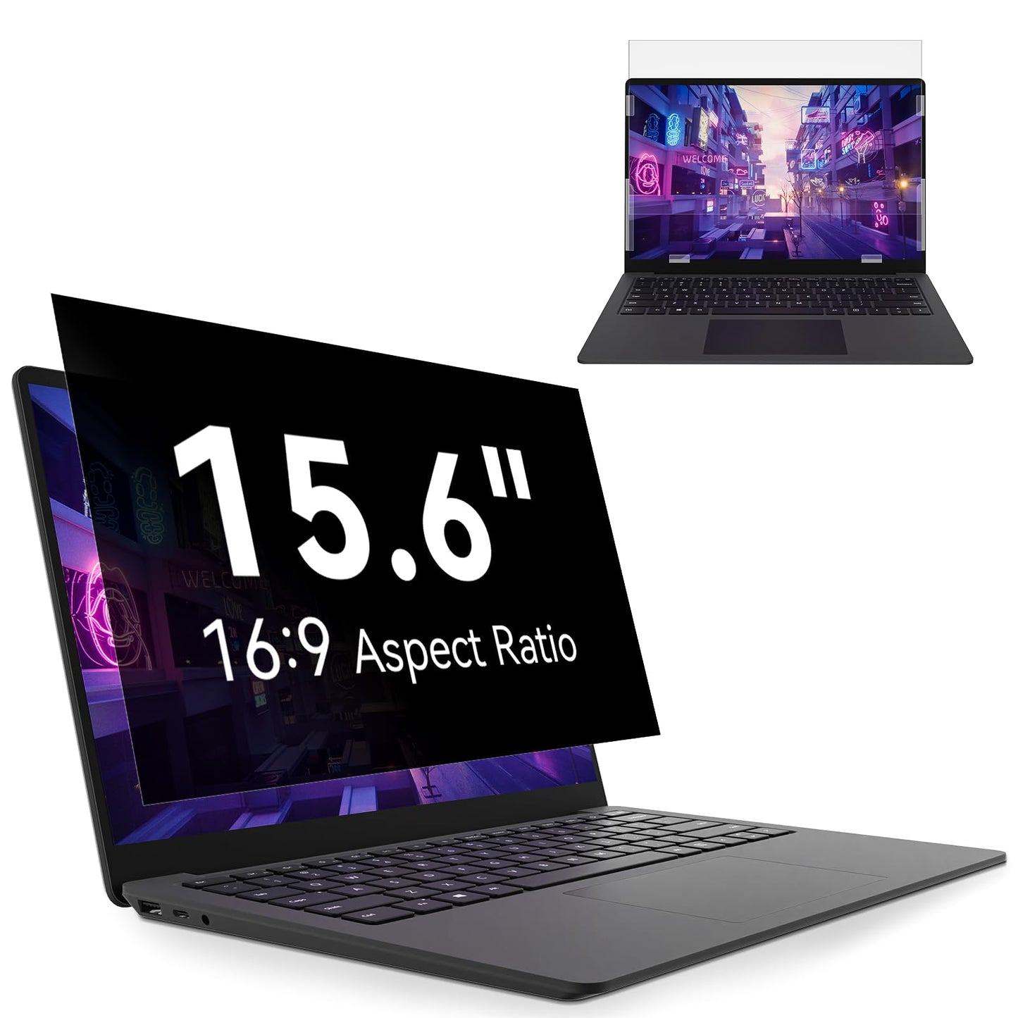 15.6 Inch Laptop Privacy Screen, Anti Glare Blue Light Privacy Filter, Removable Shield 15.6in Screen Protector 16:9 Aspect Ratio, Compatible with Lenovo/HP Envy/Dell/Acer/Samsung/Asus/Toshiba