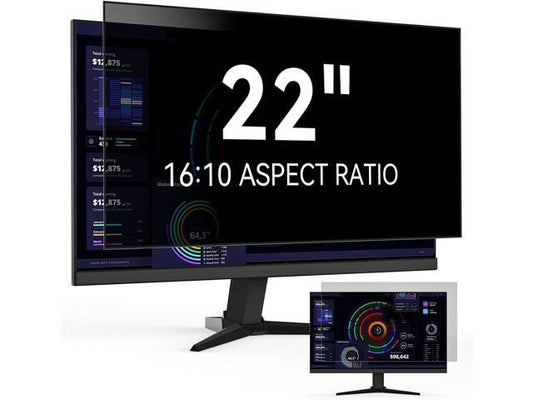 22 Inch 16:10 Computer Privacy Screen for Widescreen Monitor, 22in Removable Anti Blue Light Glare Eye Protection Shield Film Screen Protector, Black Blackout Anti Spy Desktop Security Private Filter