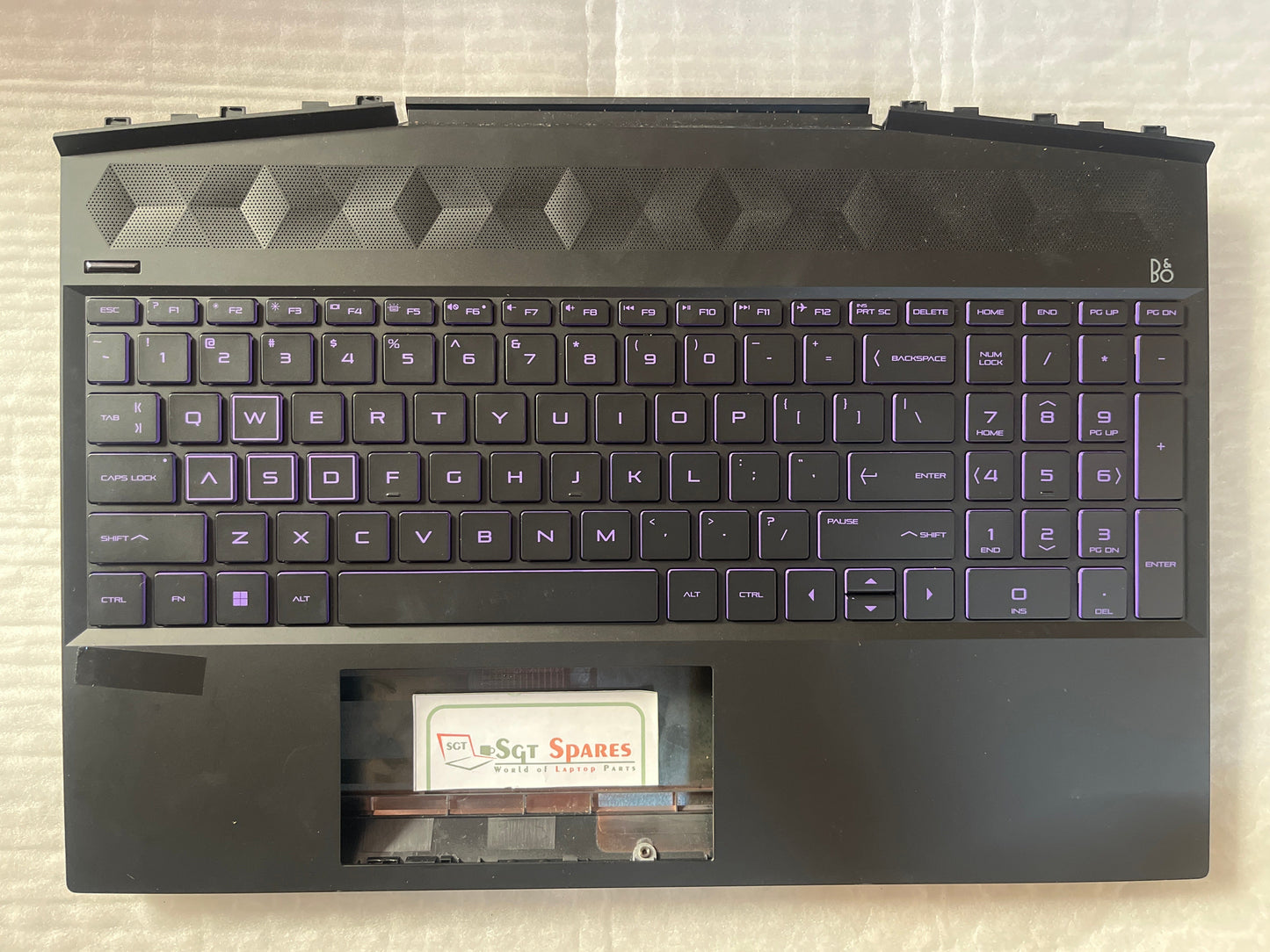 laptop palmrest touchpad with keyboard and bottom base for hp pavilion gaming 15-dk, 15t-dk