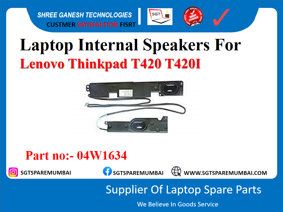 Laptop Internal Speakers For Lenovo Thinkpad T420 T420I Part no:- 04W1634