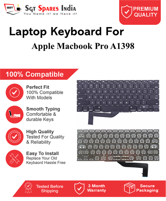 Apple Macbook Pro A1398 Black Laptop Keyboard Compatible Replacement