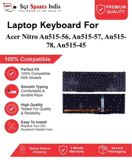 Acer Nitro An515-56, An515-57, An515-78, An515-45 Black With Backlight and Without Backlight Laptop Keyboard Compatible Replacement