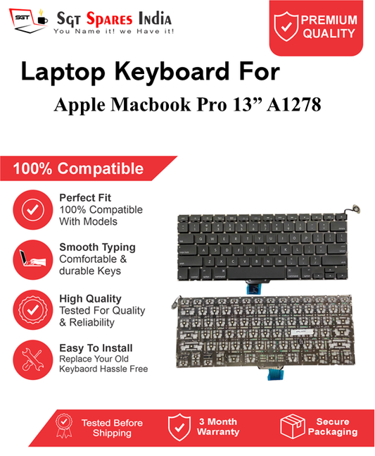 Apple Macbook Pro 13” A1278 Black Laptop Keyboard Compatible Replacement