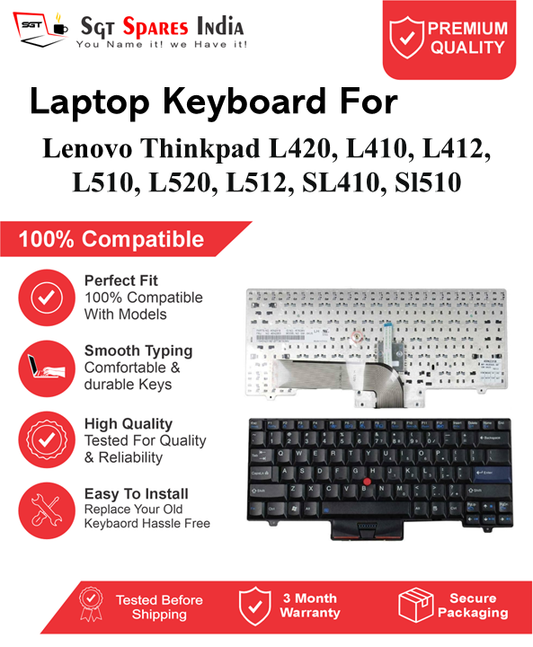 Lenovo Thinkpad L420, L410, L412, L510, L520, L512, SL410, Sl510 Black without backlight Laptop Keyboard Compatible Replacement