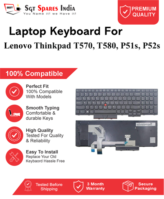 Lenovo Thinkpad T570, T580, P51s, P52s Black without backlight Laptop Keyboard Compatible Replacement