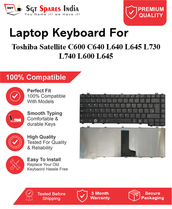 Toshiba Satellite C600 C640 L640 L645 L730 L740 L600 L645 Black without backlight Laptop Keyboard Compatible Replacement