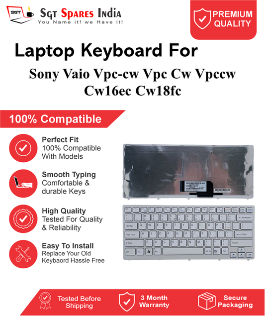 Sony Vaio Vpc-cw Vpc Cw Vpccw Cw16ec Cw18fc Black, white without backlight Laptop Keyboard Compatible Replacement