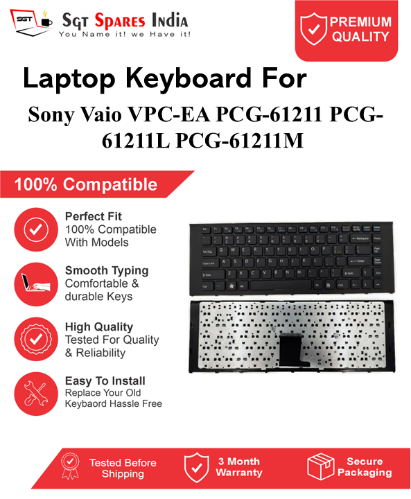 Sony Vaio VPC-EA PCG-61211 PCG-61211L PCG-61211M Black without backlight Laptop Keyboard Compatible Replacement