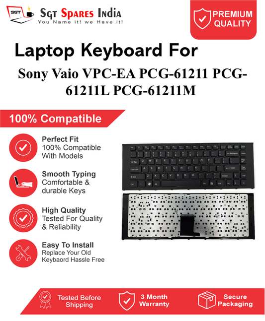Sony Vaio VPC-EA PCG-61211 PCG-61211L PCG-61211M Black without backlight Laptop Keyboard Compatible Replacement