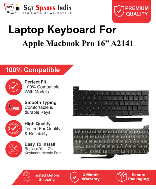 Apple Macbook Pro 16” A2141 Black Laptop Keyboard Compatible Replacement