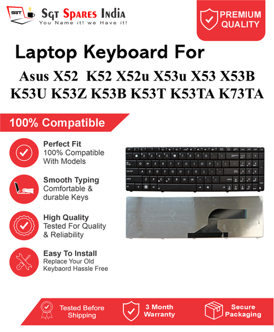 Asus  X52 K52 X52u X53u X53 X53B K53U K53Z K53B K53T K53TA K73TA Black without backlight Laptop Keyboard Compatible Replacement