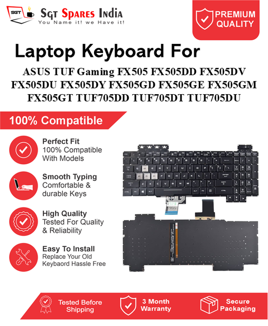 ASUS TUF-Gaming FX505 FX505DD FX505DV FX505DU FX505DY FX505GD FX505GE FX505GM FX505GT TUF705DD TUF705DT TUF705DU Black, Red RGB Backlight Laptop Keyboard Compatible Replacement