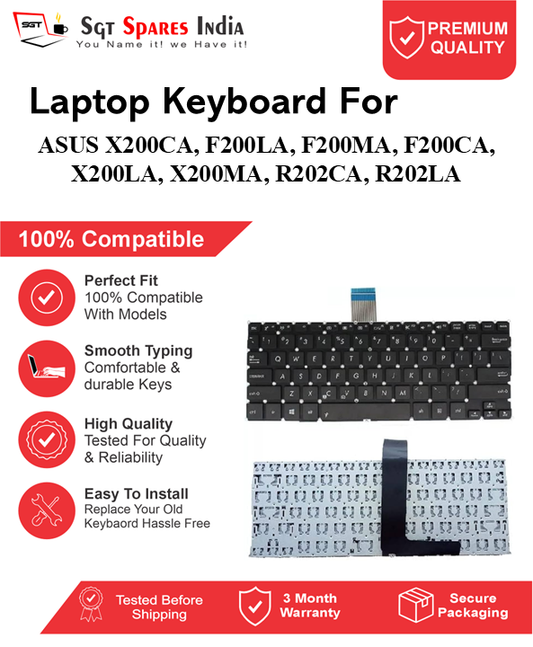 ASUS X200CA, F200LA, F200MA, F200CA, X200LA, X200MA, R202CA, R202LA Black without backlight Laptop Keyboard Compatible Replacement