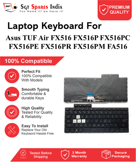 Asus TUF-Air FX516 FX516P FX516PC FX516PE FX516PR FX516PM FA516 Black RGB Backlight Laptop Keyboard Compatible Replacement