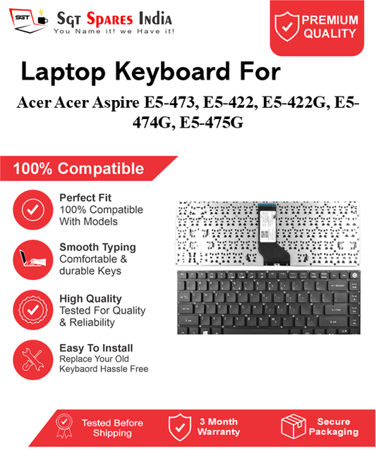 Acer Aspire E5-473, E5-422, E5-422G, E5-474G, E5-475G Black without backlight Laptop Keyboard Compatible Replacement