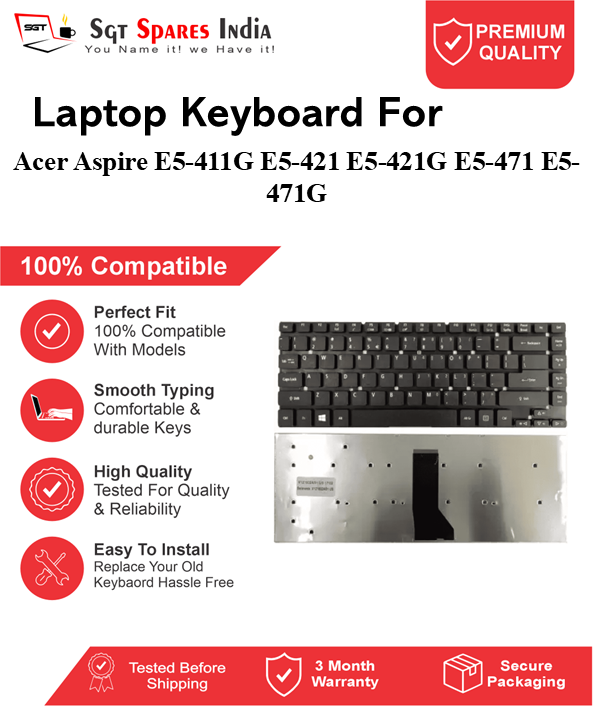 Acer Aspire E5-411G E5-421 E5-421G E5-471 E5-471G Black without backlight Laptop Keyboard Compatible Replacement