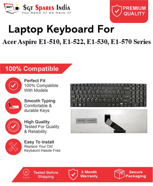 Acer Aspire E1-510, E1-522, E1-530, E1-570 Series Black without backlight Laptop Keyboard Compatible Replacement