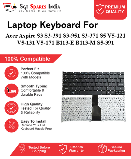 Acer Aspire S3 S3-391 S3-951 S3-371 S5 V5-121 V5-131 V5-171 B113-E B113-M S5-391 Black without backlight Laptop Keyboard Compatible Replacement