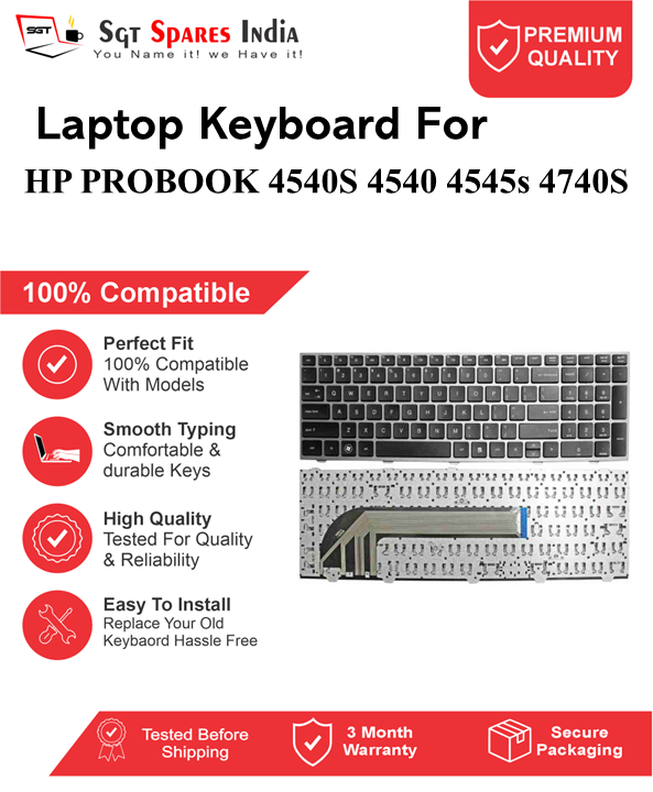 HP PROBOOK 4540S 4540 4545s 4740S Black without backlight Laptop Keyboard Compatible Replacement