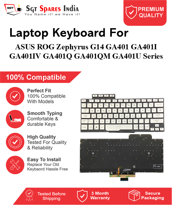ASUS ROG-Zephyrus G14 GA401 GA401I GA401IV GA401Q GA401QM GA401U Series silver With Backlight Laptop Keyboard Compatible Replacement