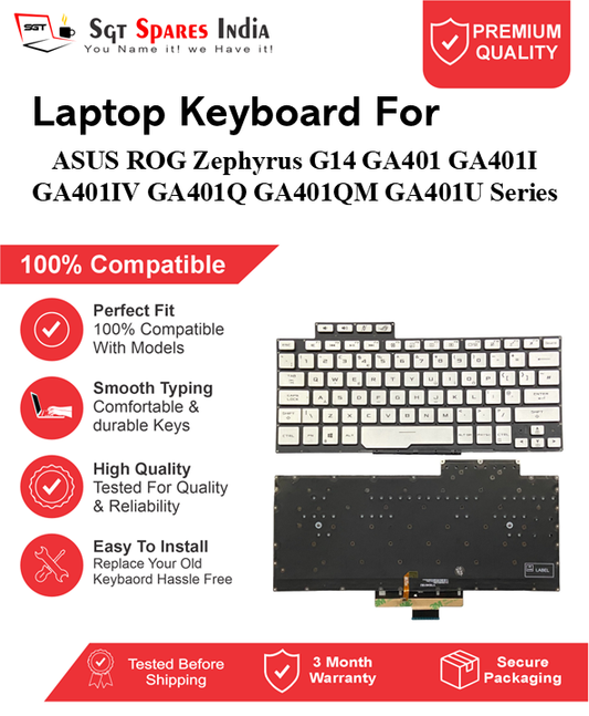 ASUS ROG-Zephyrus G14 GA401 GA401I GA401IV GA401Q GA401QM GA401U Series silver With Backlight Laptop Keyboard Compatible Replacement
