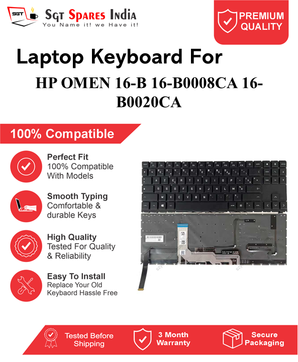 HP OMEN 16-B 16-B0008CA 16-B0020CA Black With Backlight Laptop Keyboard Compatible Replacement