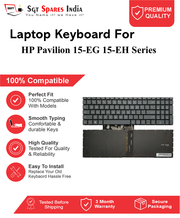 HP Pavilion 15-EG 15-EH Series gray, Black, Silver With Backlight and Without Backlight Laptop Keyboard Compatible Replacement