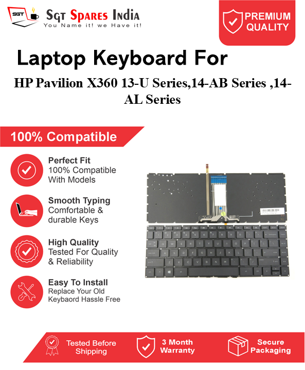 HP PavilionX360 13-U Series,14-AB Series ,14-AL Series Black With Backlight and Without Backlight Laptop Keyboard Compatible Replacement
