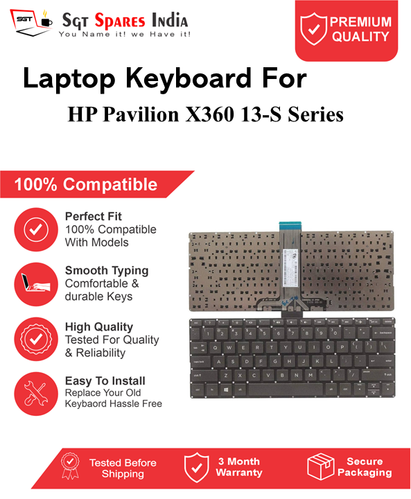 HP PavilionX360 13-S Series Black With Backlight and Without Backlight Laptop Keyboard Compatible Replacement