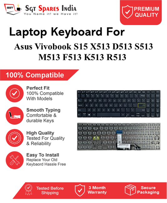 Asus Vivobook S15-X513 D513 S513 M513 F513 K513 R513 Black without backlight Laptop Keyboard Compatible Replacement