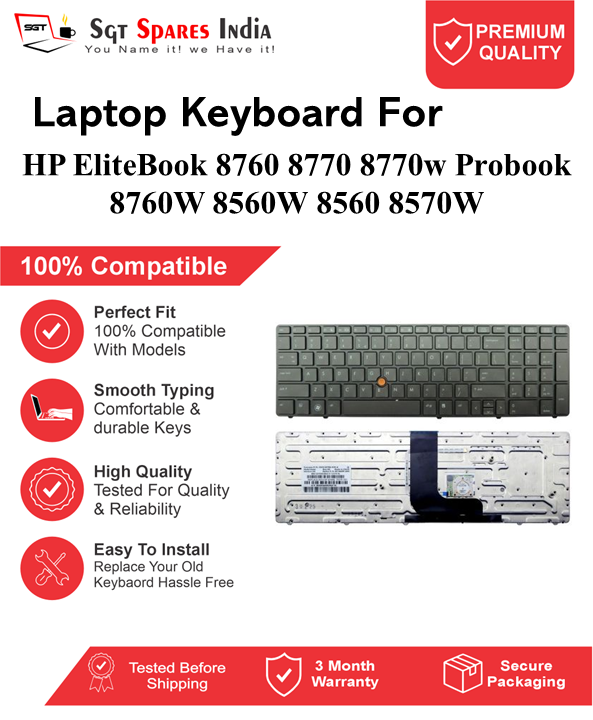 HP EliteBook 8760 8770 8770w Probook 8760W 8560W 8560 8570W Black without backlight Laptop Keyboard Compatible Replacement
