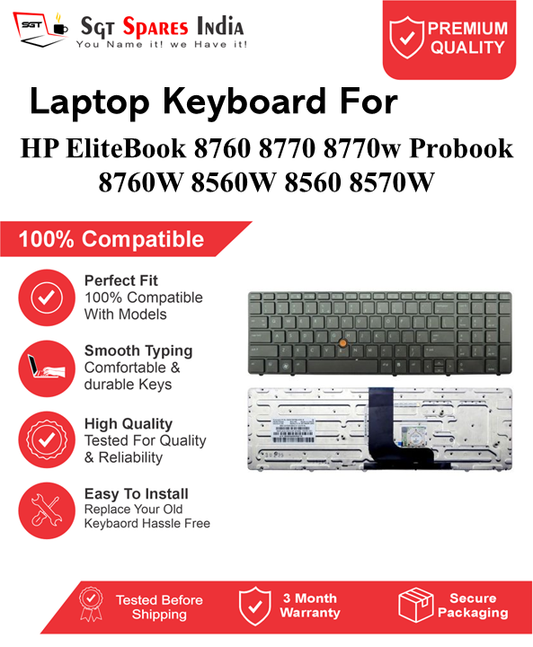 HP EliteBook 8760 8770 8770w Probook 8760W 8560W 8560 8570W Black without backlight Laptop Keyboard Compatible Replacement