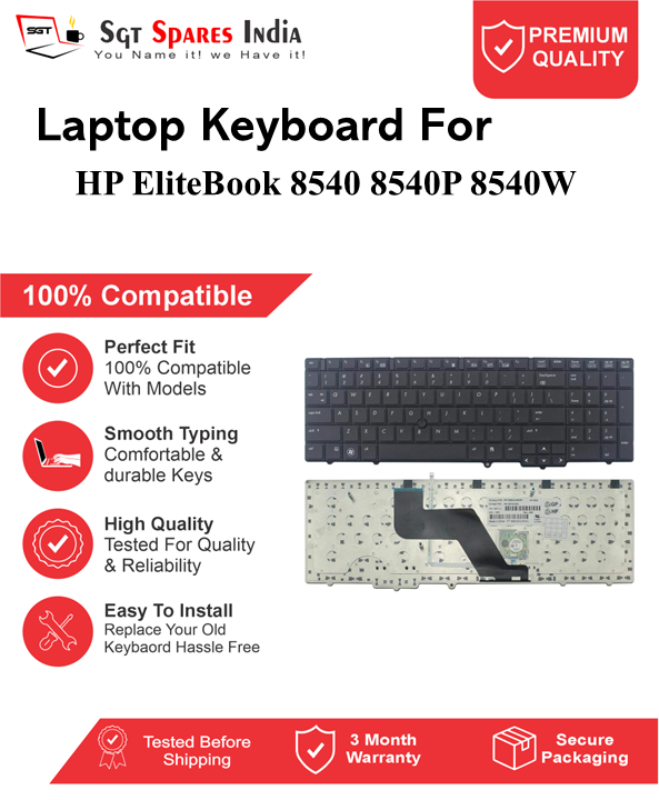 HP EliteBook 8540 8540P 8540W Black without backlight Laptop Keyboard Compatible Replacement