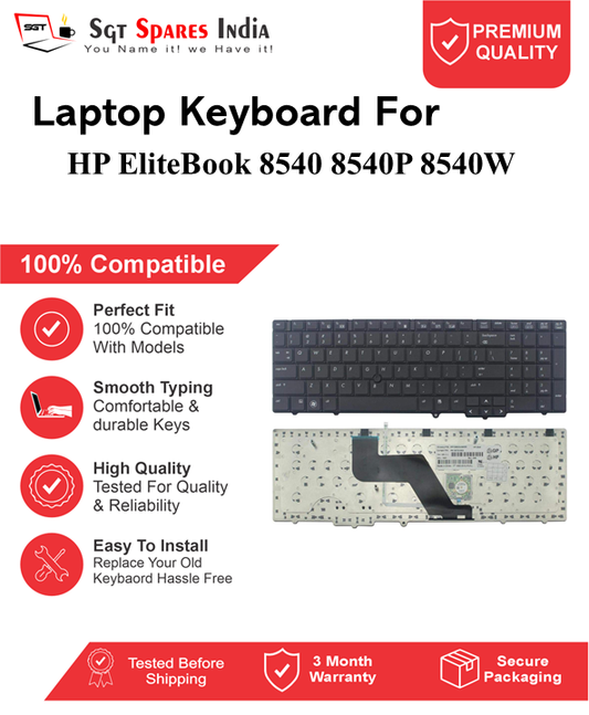 HP EliteBook 8540 8540P 8540W Black without backlight Laptop Keyboard Compatible Replacement